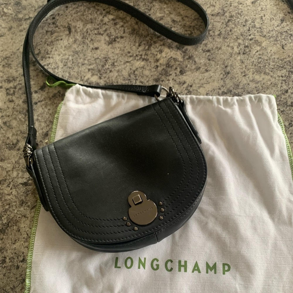 Longchamp Crossbody Black Leather Bag